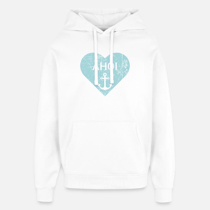 Maritimes Herz - Oversized Unisex Hoodie von Stanley/Stella - Weiß