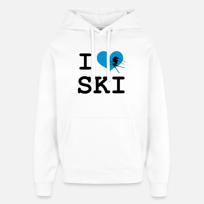 I Love Ski - Sweat à capuche unisexe Stanley/Stella Oversized - blanc