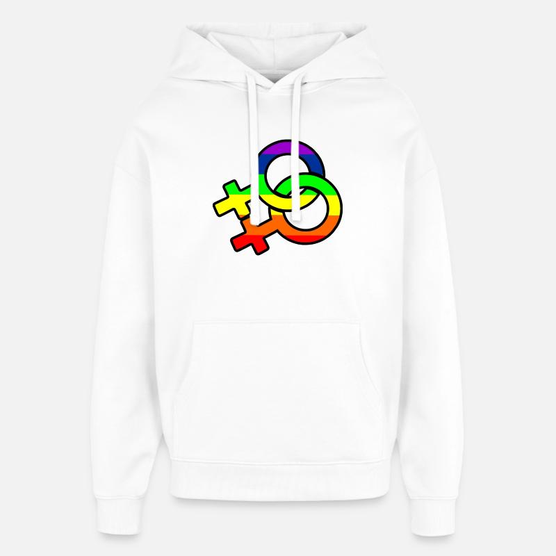 Logo lesbien de genre avec arc-en-ciel - Sweat à capuche unisexe Stanley/Stella Oversized - blanc