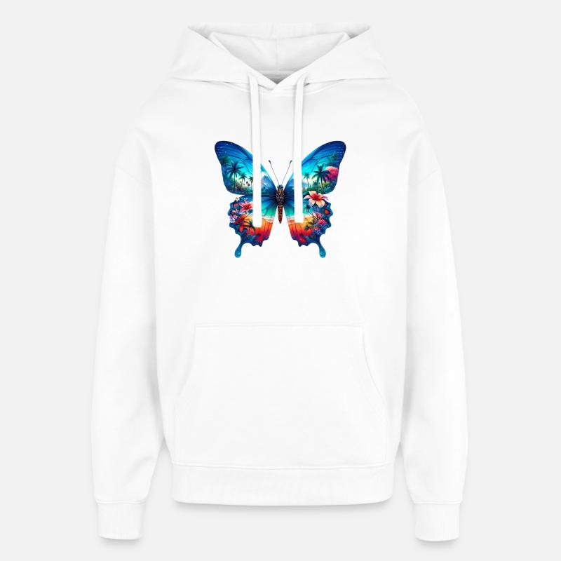 Papillon - Sweat à capuche unisexe Stanley/Stella Oversized - blanc