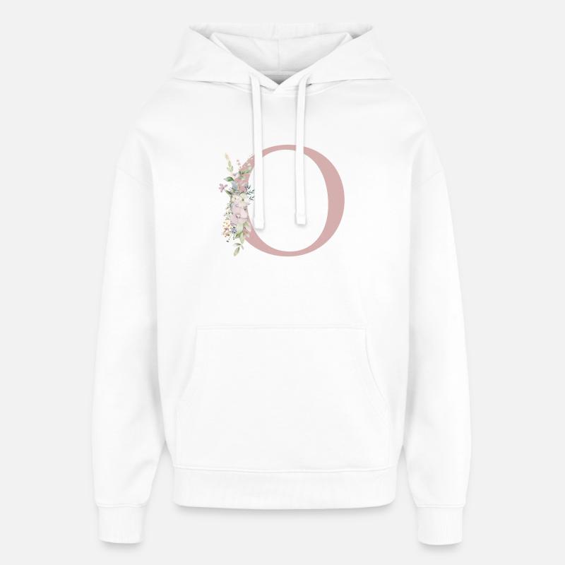 o Monogramme, Floral, Personnalisable - Sweat à capuche unisexe Stanley/Stella Oversized - blanc