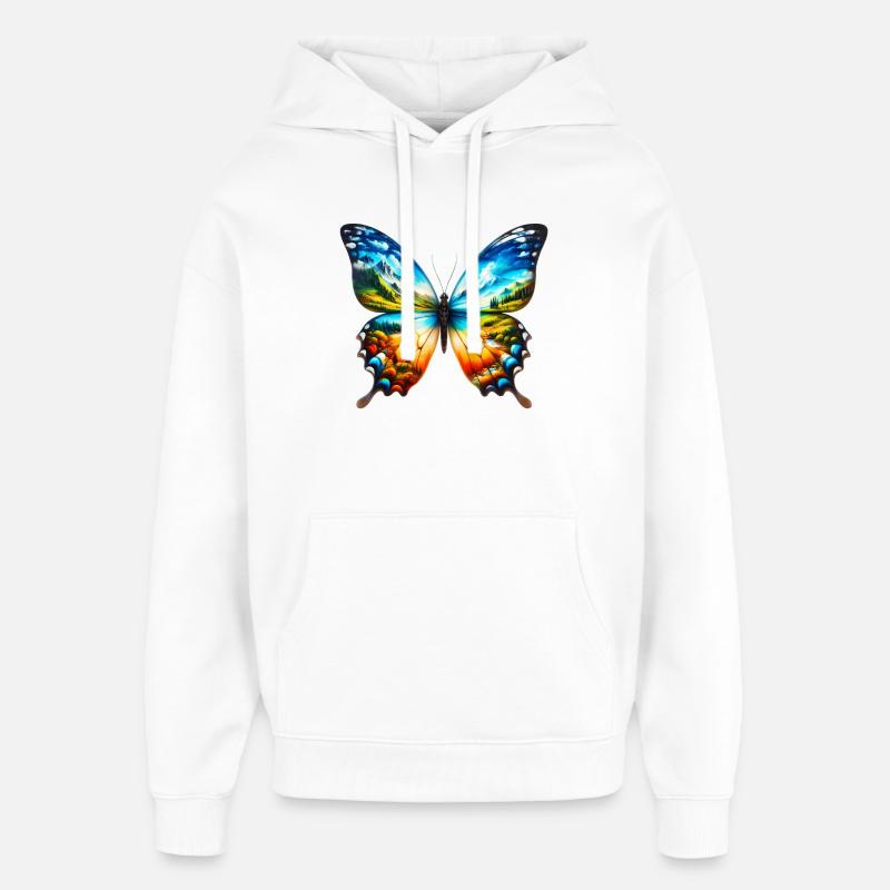 Papillon - Sweat à capuche unisexe Stanley/Stella Oversized - blanc
