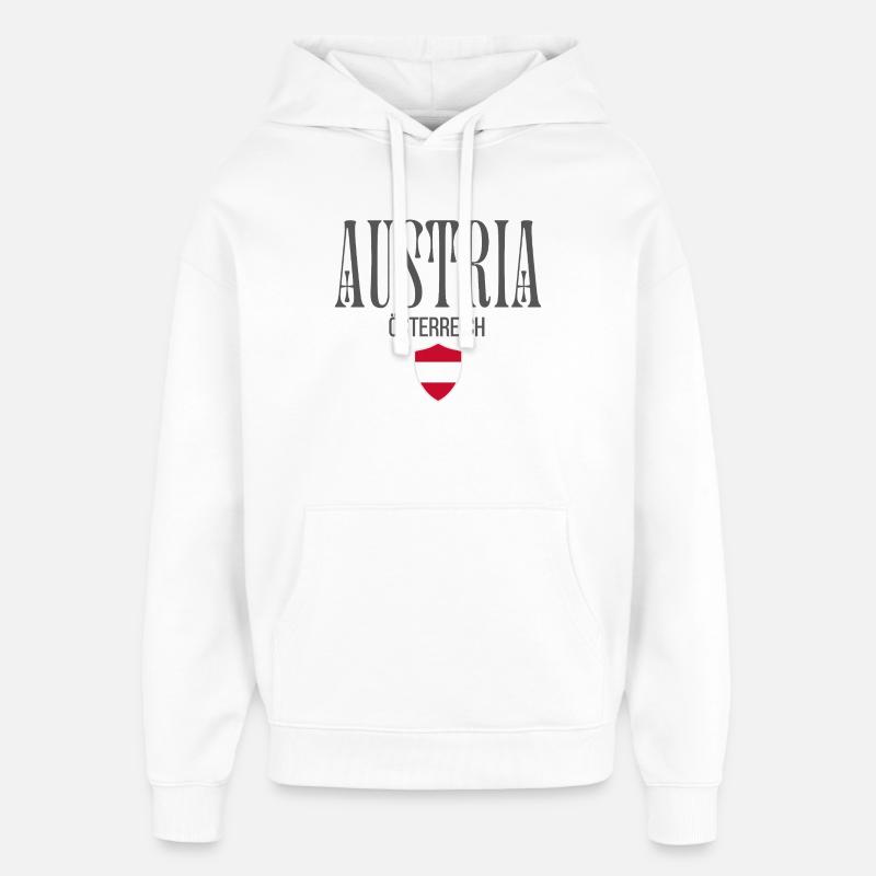 Drapeau autrichien, fabriqué en Autriche - Sweat à capuche unisexe Stanley/Stella Oversized - blanc
