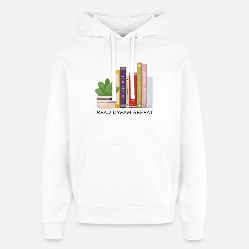 Rangée de livres colorés - Sweat à capuche unisexe Stanley/Stella Oversized - blanc