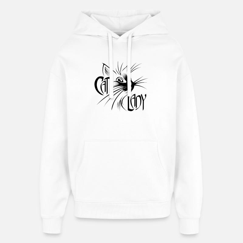 Cat Lady Cat Chats noir - Sweat à capuche unisexe Stanley/Stella Oversized - blanc