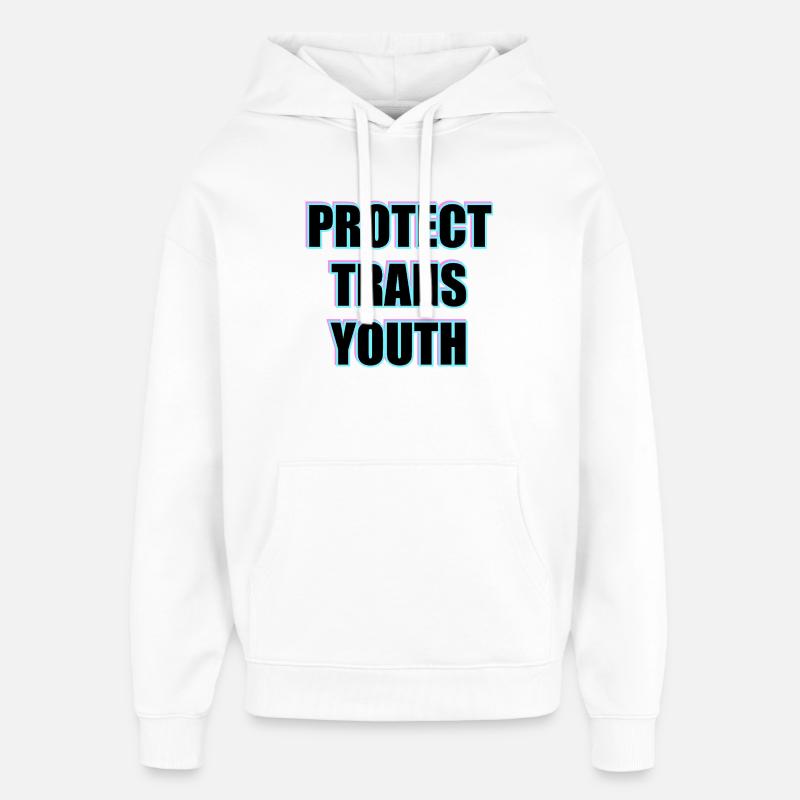 Protéger les jeunes trans - Sweat à capuche unisexe Stanley/Stella Oversized - blanc