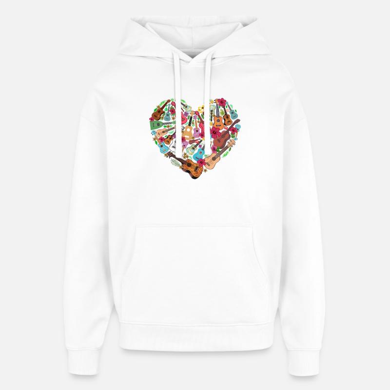 Cœur uké en ukulélé hawaïen - Sweat à capuche unisexe Stanley/Stella Oversized - blanc