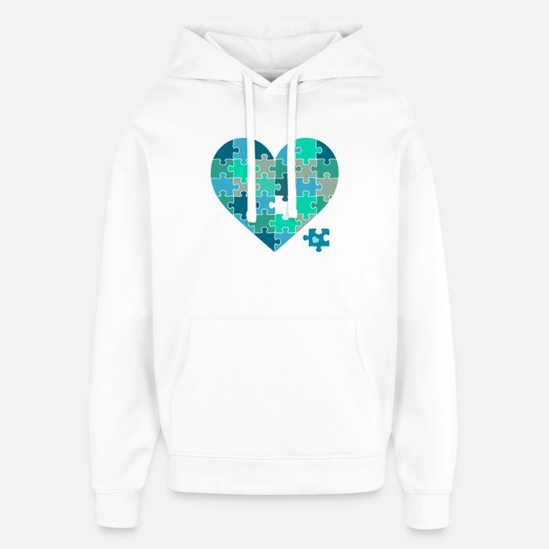 Puzzleherz Blaugrün - Oversized Unisex Hoodie von Stanley/Stella - Weiß