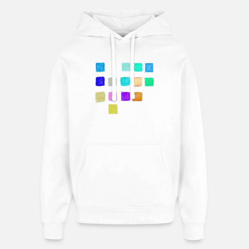 Färgpennor Färger Rutmönster - Abstrakt - Stanley/Stella Oversized Huvtröja Unisex - vit
