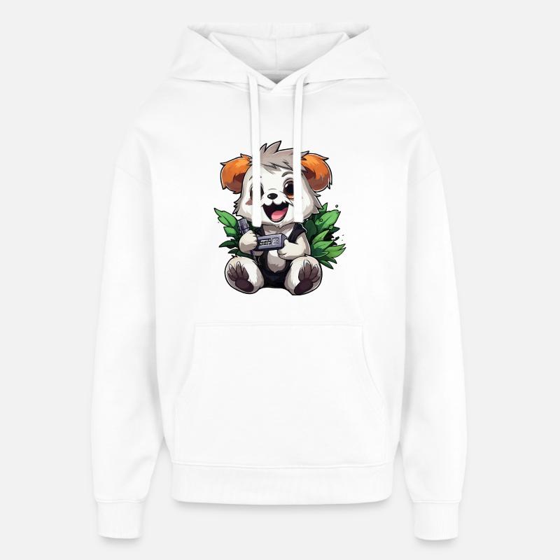 Panda Gamer avec manette - Sweat à capuche unisexe Stanley/Stella Oversized - blanc