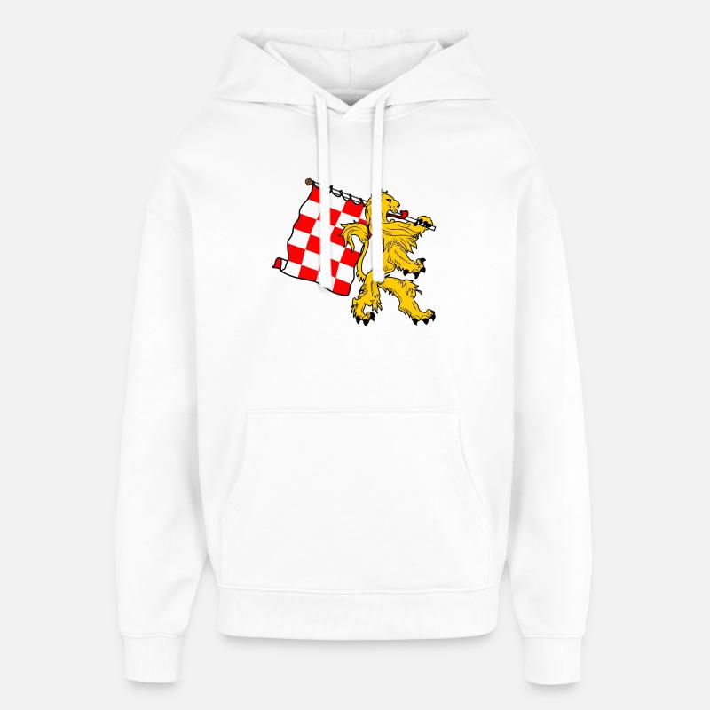 Lion avec drapeau Brabant-Septentrional Drapeau brabançon - Sweat à capuche unisexe Stanley/Stella Oversized - blanc