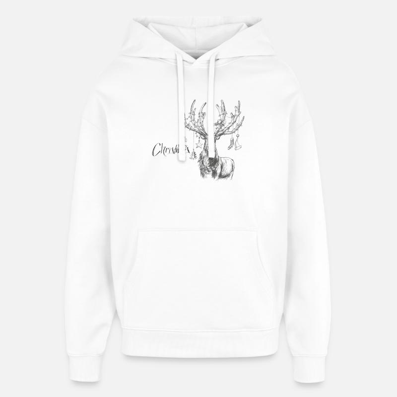 Weihnachtlicher Hirsch mit Geschenken - Oversized Unisex Hoodie von Stanley/Stella - Weiß