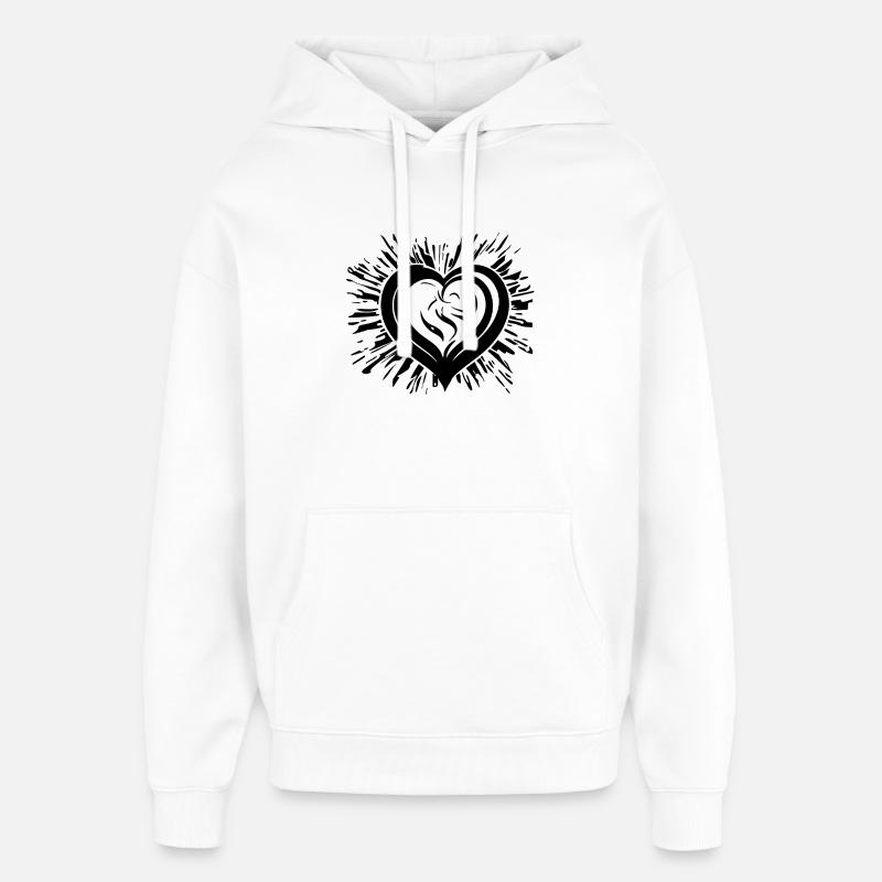 Curved heart with rays - Oversized Unisex Hoodie by Stanley/Stella - white