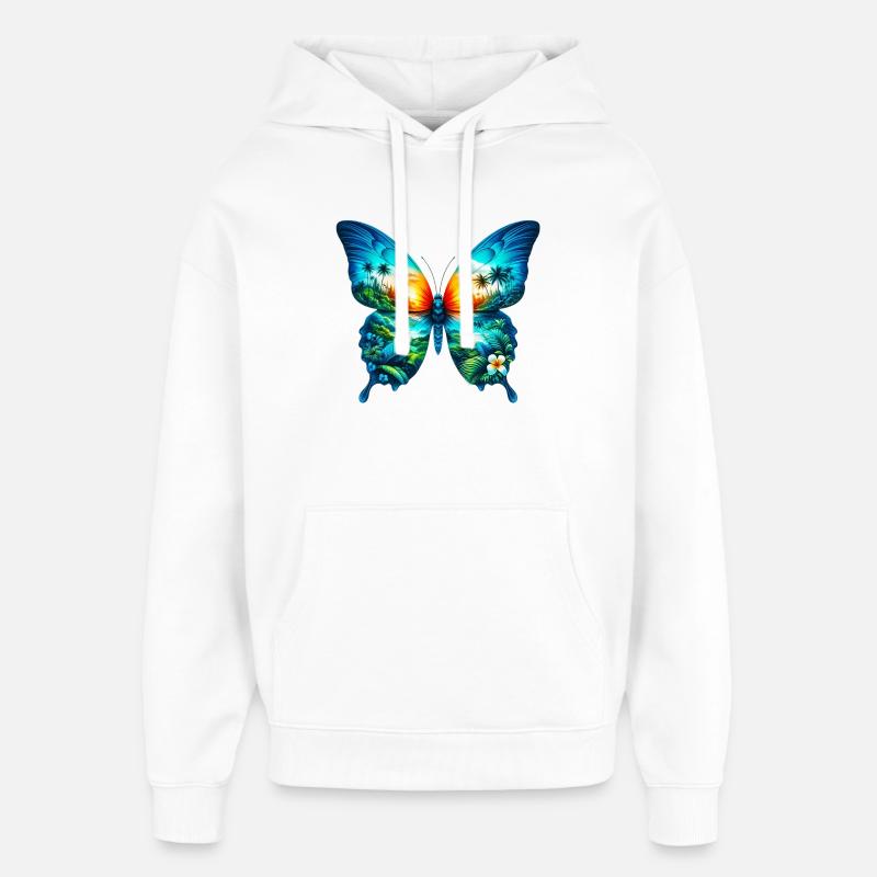 Papillon - Sweat à capuche unisexe Stanley/Stella Oversized - blanc