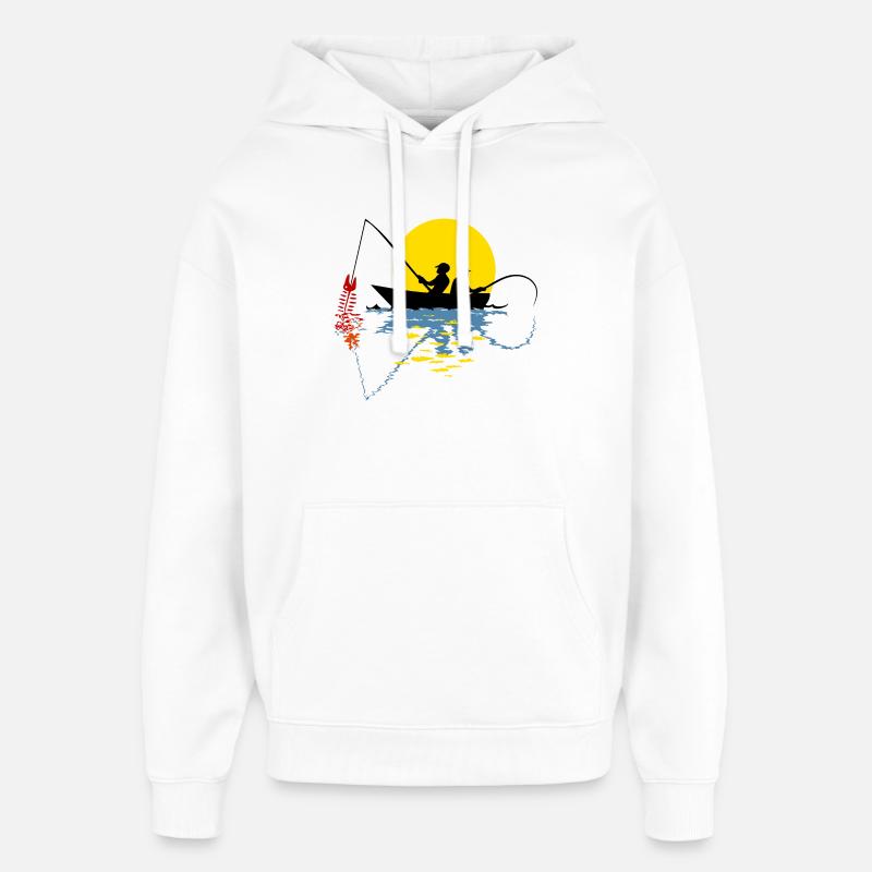 Pêcheur en bateau - Sweat à capuche unisexe Stanley/Stella Oversized - blanc