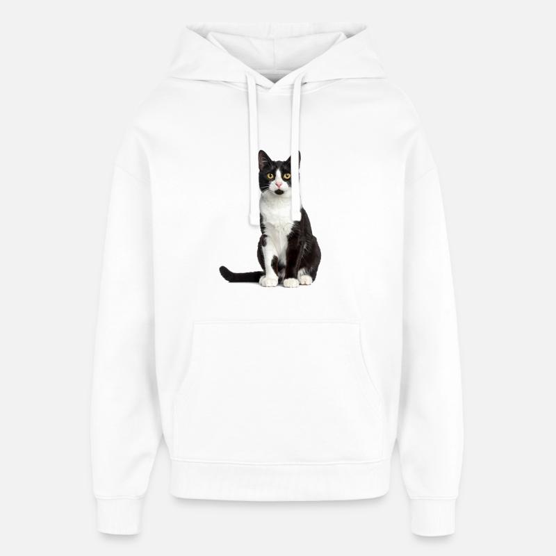 Chat noir/blanc – Édition Good Pet - Sweat à capuche unisexe Stanley/Stella Oversized - blanc