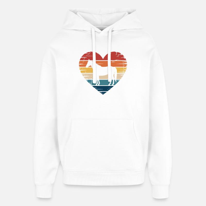 Silhouette de cheval dans le cœur - Sweat à capuche unisexe Stanley/Stella Oversized - blanc