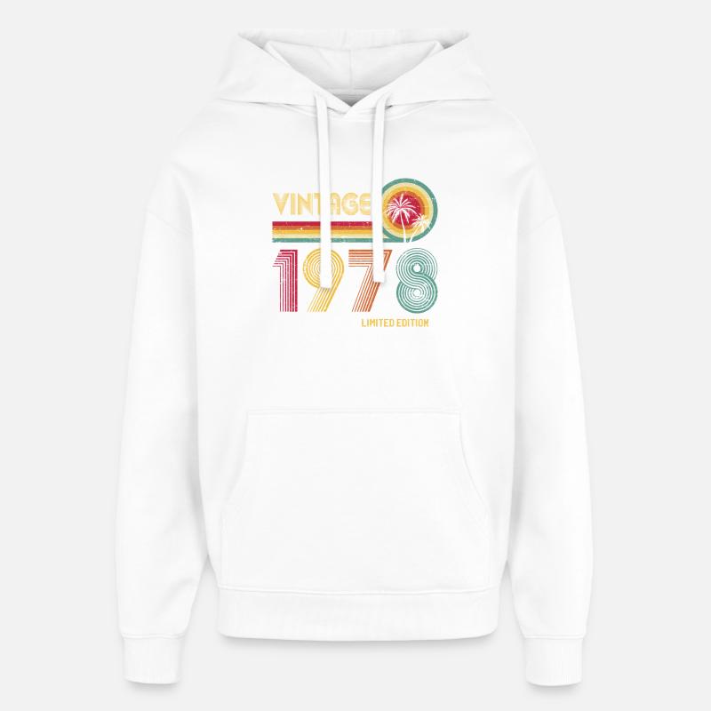 Millésime 1978 Sunburst Rétro - Sweat à capuche unisexe Stanley/Stella Oversized - blanc