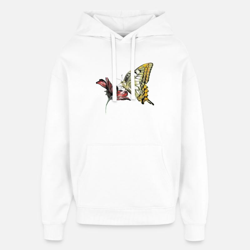 Papillon en fleurs - Sweat à capuche unisexe Stanley/Stella Oversized - blanc