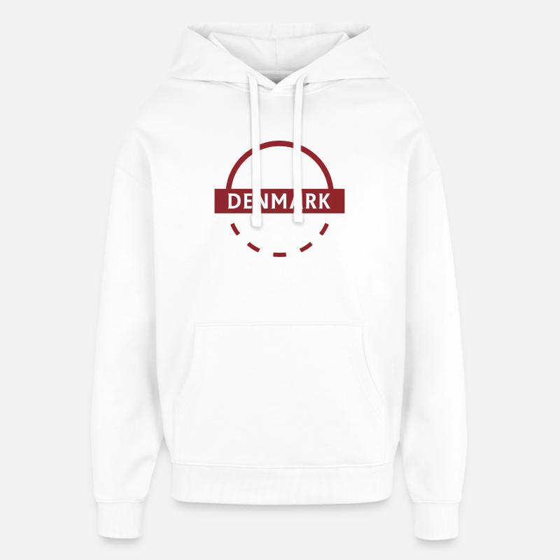 L’emblème du Danemark en demi-cercle - Sweat à capuche unisexe Stanley/Stella Oversized - blanc