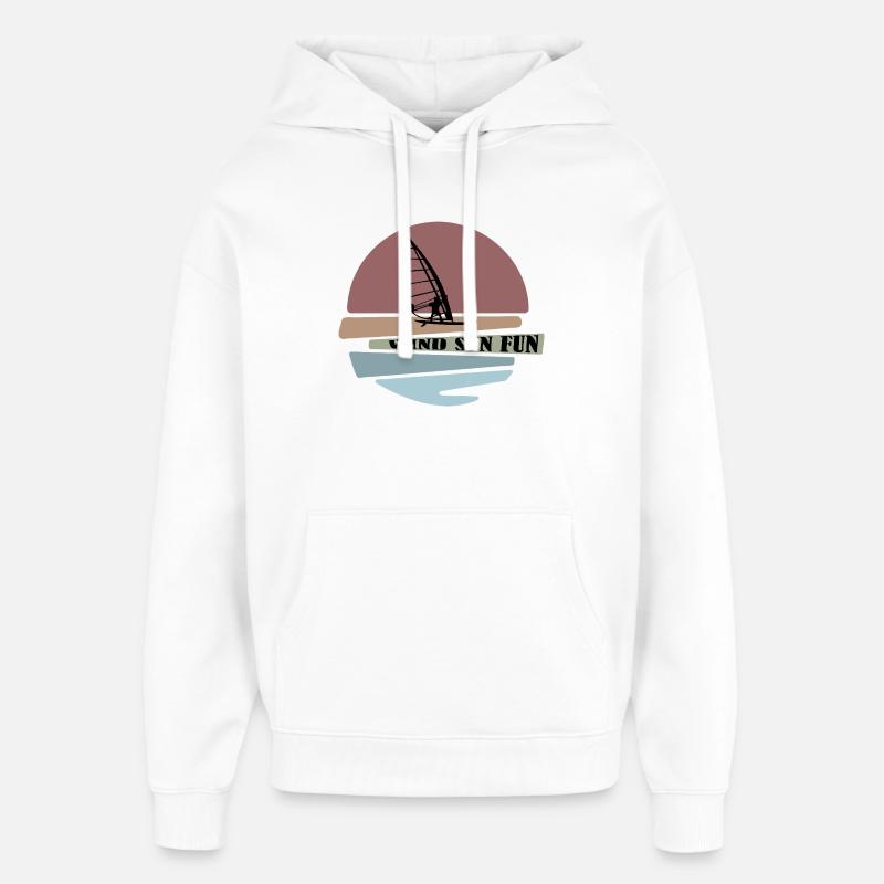 Windsurf coucher de soleil Fun Design - Sweat à capuche unisexe Stanley/Stella Oversized - blanc