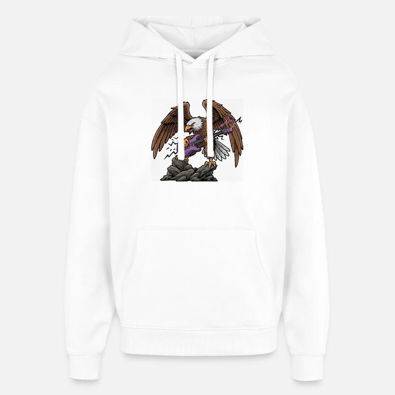 Aigle avec guitare violette sur rocher - Sweat à capuche unisexe Stanley/Stella Oversized - blanc