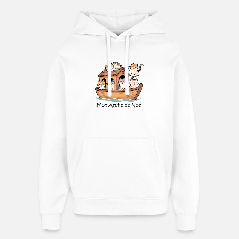 Arche de Noé avec des chats - Sweat à capuche unisexe Stanley/Stella Oversized - blanc