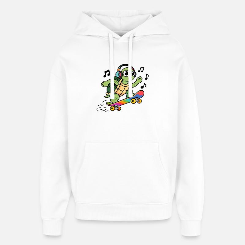 Turtle fun on Rainbow Skate - Oversized Unisex Hoodie by Stanley/Stella - white