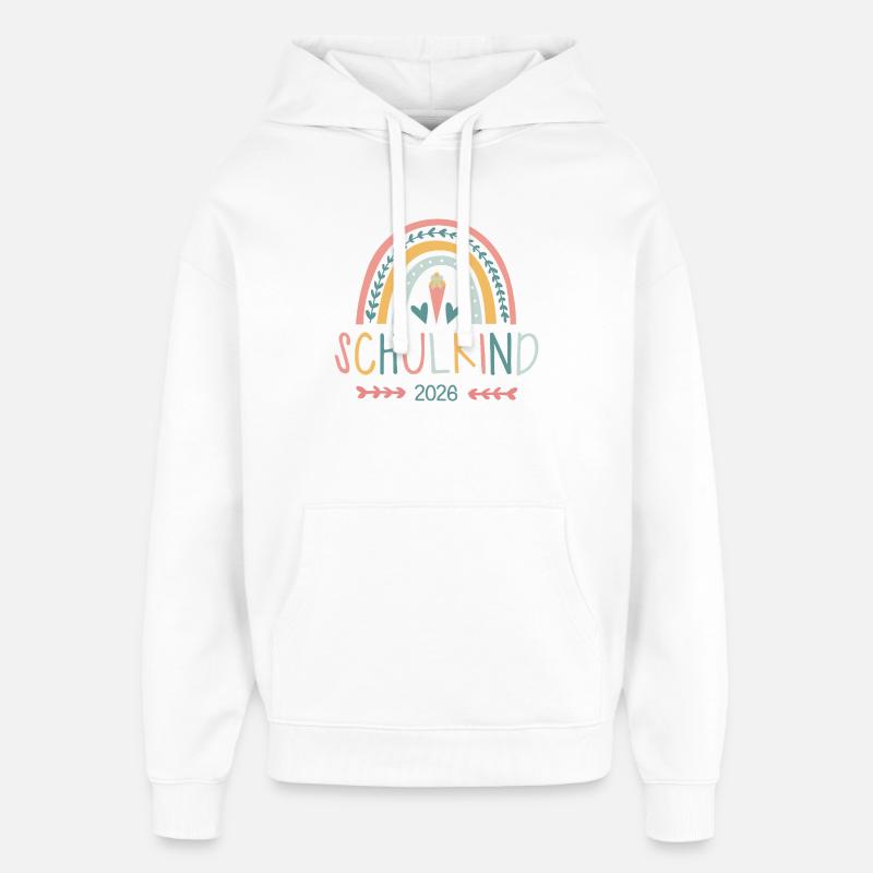 Écolier arc-en-ciel 2026 - Sweat à capuche unisexe Stanley/Stella Oversized - blanc
