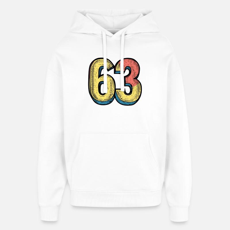 63 Zahl Bunt - Oversized Unisex Hoodie von Stanley/Stella - Weiß