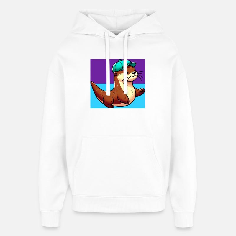 loutre - Sweat à capuche unisexe Stanley/Stella Oversized - blanc