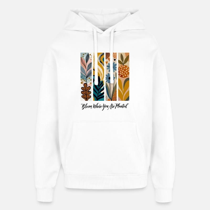 Blooming Botanical Panel Collage - Oversized Unisex Hoodie by Stanley/Stella - white
