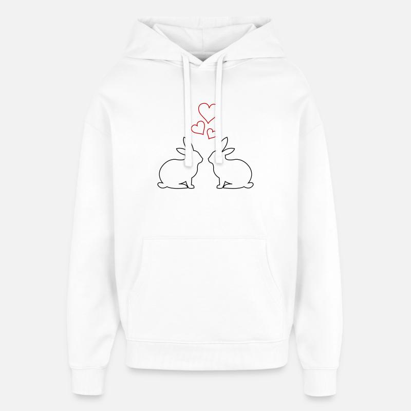 Cœurs de Lapin - Sweat à capuche unisexe Stanley/Stella Oversized - blanc