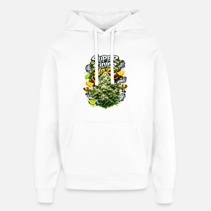Super Silver Haze Graffiti Print - Sweat à capuche unisexe Stanley/Stella Oversized - blanc