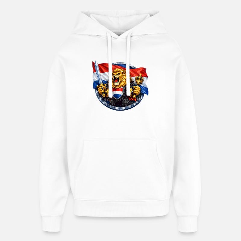 Lion hollandais avec épée et couronne - Sweat à capuche unisexe Stanley/Stella Oversized - blanc