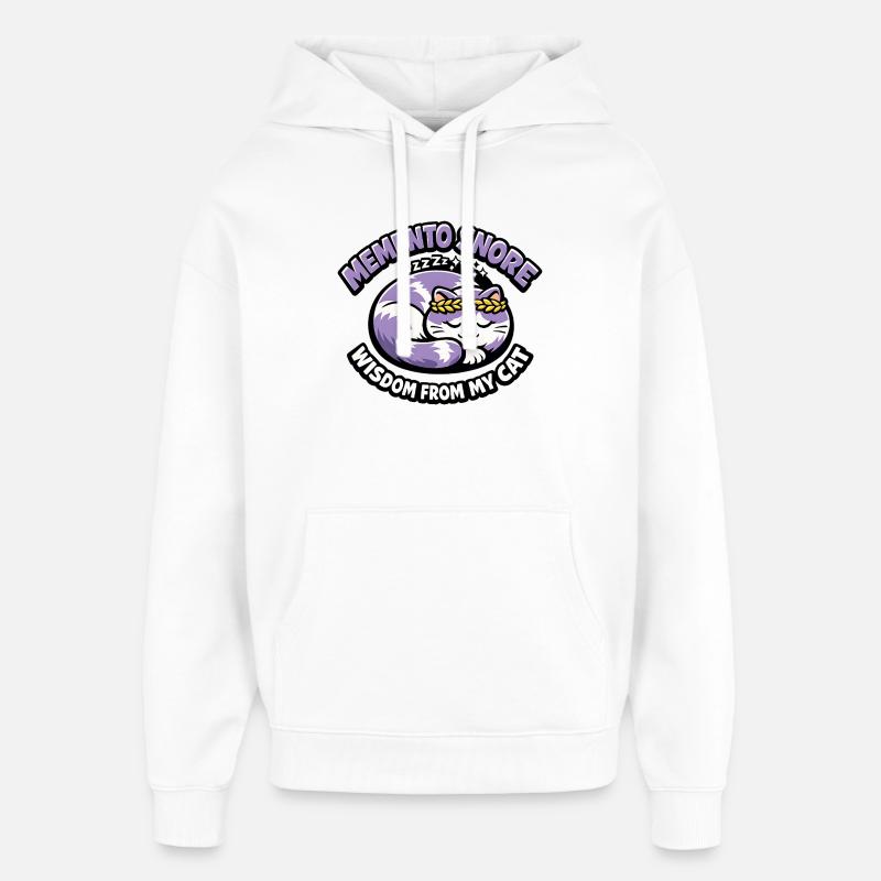 Chat Ronflement Souvenir Laurier Violet - Sweat à capuche unisexe Stanley/Stella Oversized - blanc