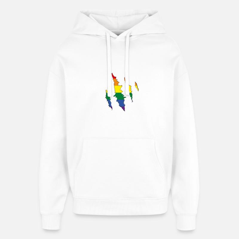 Rainbow Claw Scratch Trace - Oversized Unisex Hoodie by Stanley/Stella - white