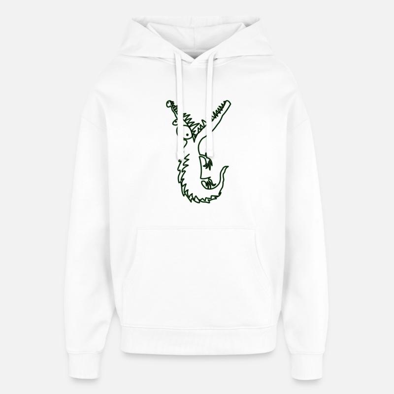 Crocodile vert Doodle - Sweat à capuche unisexe Stanley/Stella Oversized - blanc