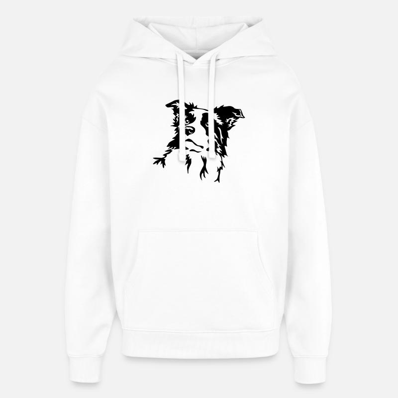 Border Collie Kopf - Oversized Unisex Hoodie von Stanley/Stella - Weiß