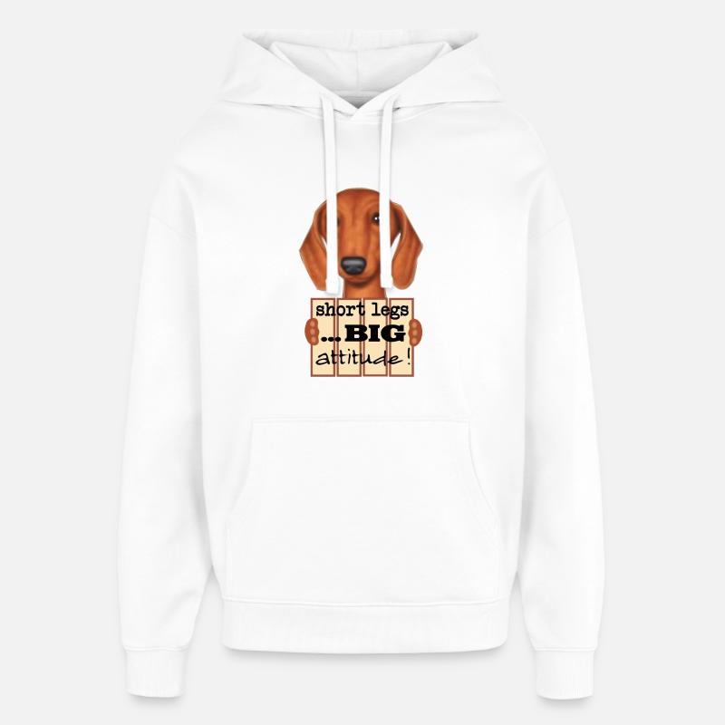 Teckel Pattes Courtes Grande Attitude - Sweat à capuche unisexe Stanley/Stella Oversized - blanc