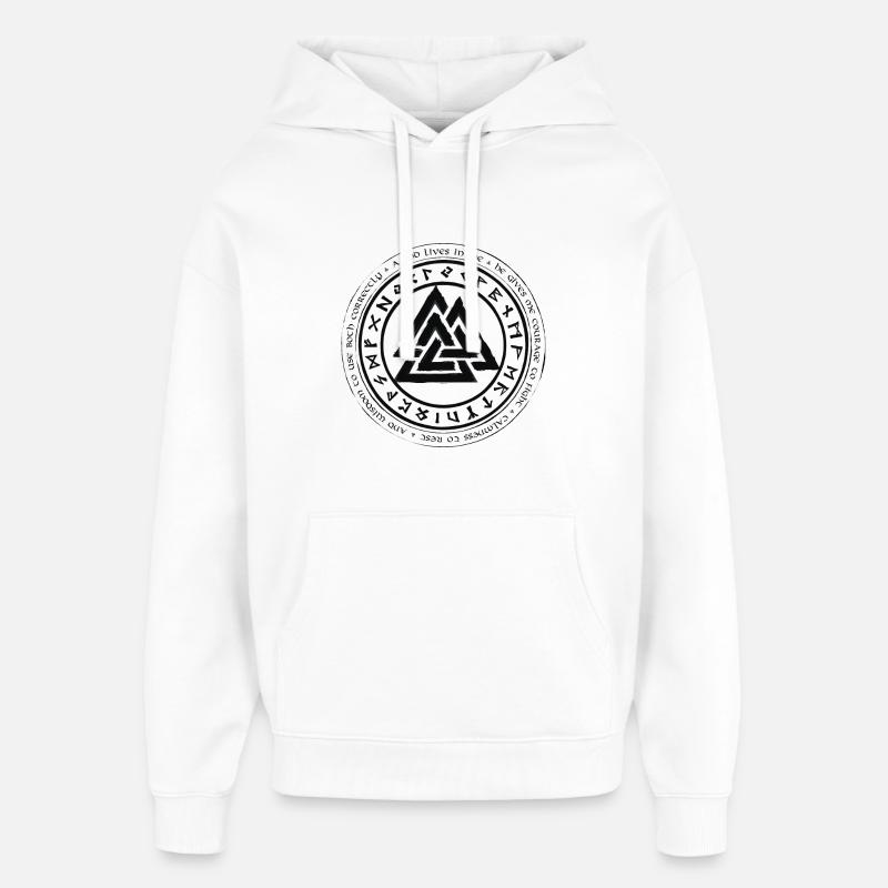 Valknut viikingit keltit germaaniset solmut riimut - Huppari unisex Stanley/Stella Oversized - valkoinen