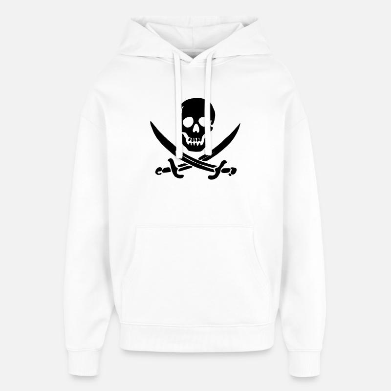 Crâne de crâne de drapeau pirate - Sweat à capuche unisexe Stanley/Stella Oversized - blanc