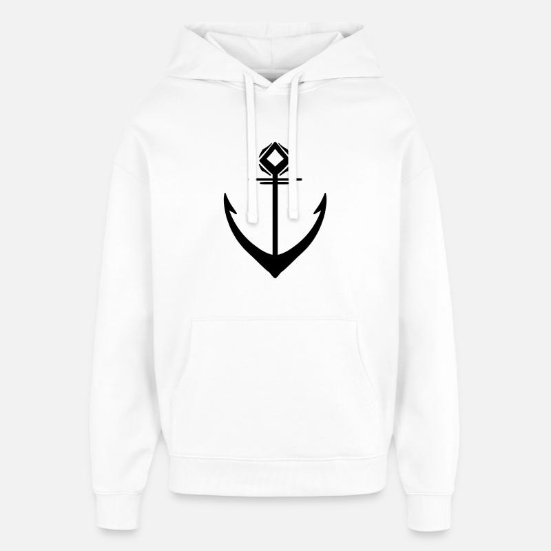 Anker Schwarz - Oversized Unisex Hoodie von Stanley/Stella - Weiß