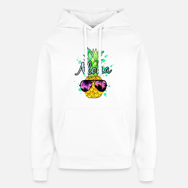 Ananas Aloha - Sweat à capuche unisexe Stanley/Stella Oversized - blanc