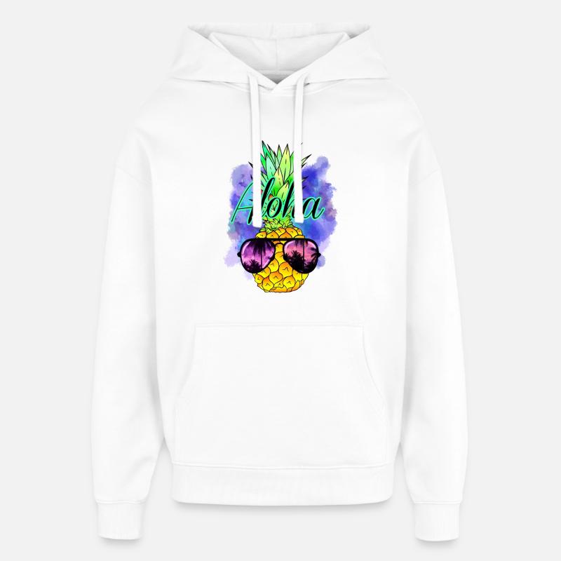 Aloha Pineapple - Oversized Unisex Hoodie by Stanley/Stella - white