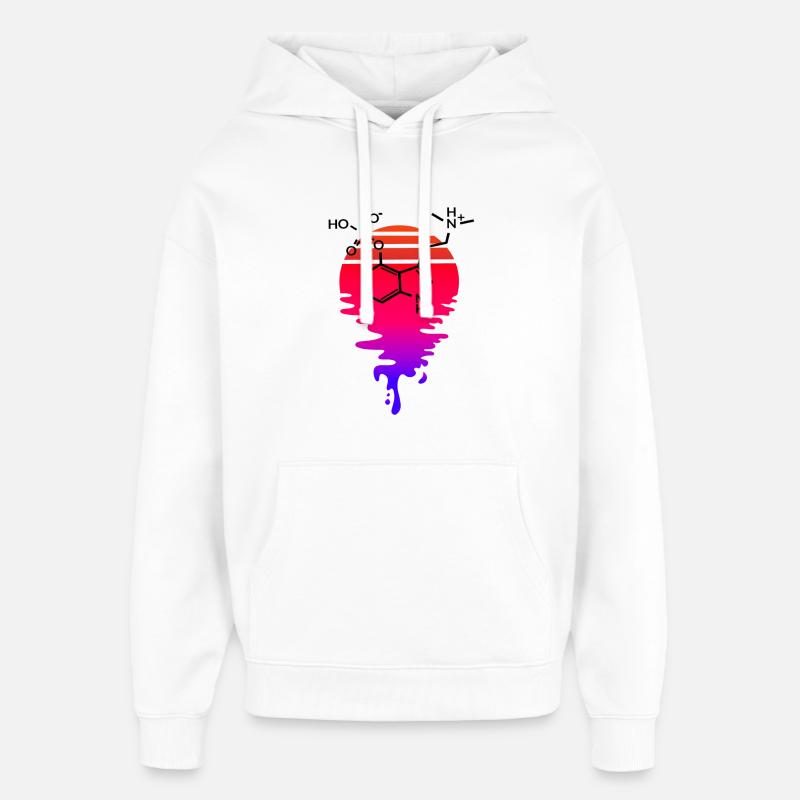 Psilocybin Molecule with Retro Sunset - Oversized Unisex Hoodie by Stanley/Stella - white