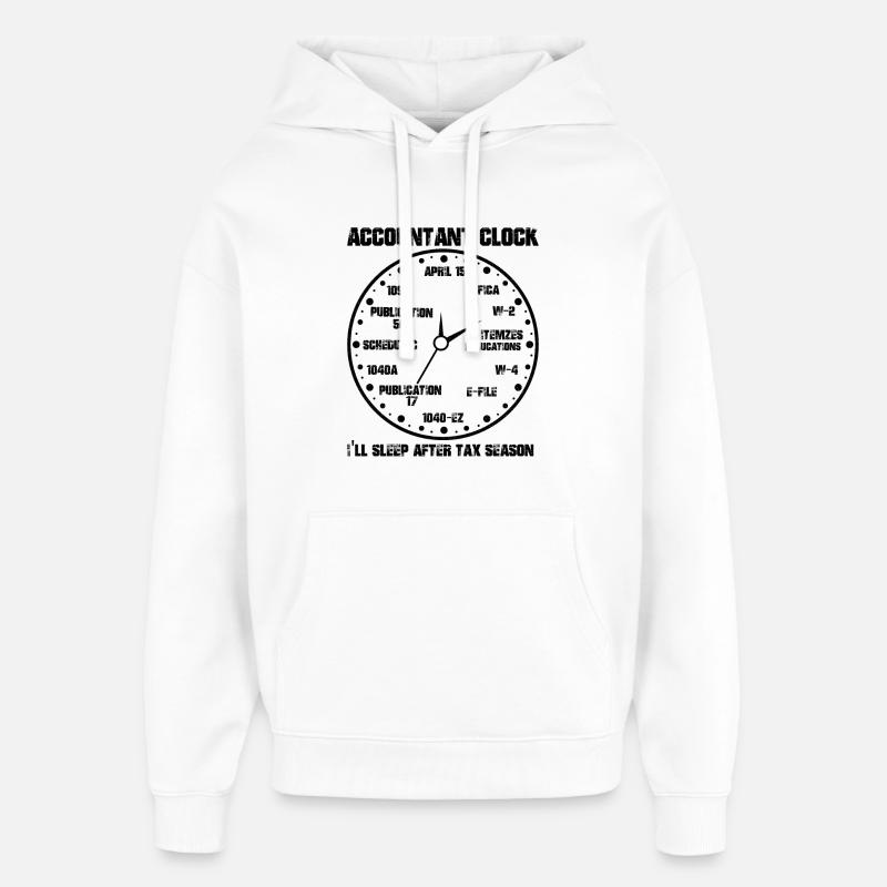 Drôle d’horloge comptable CPA Comptabilité - Sweat à capuche unisexe Stanley/Stella Oversized - blanc