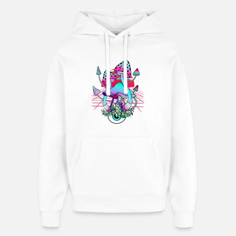 Psychedelische Pilze - Retro Wave Sunset - Oversized Unisex Hoodie von Stanley/Stella - Weiß