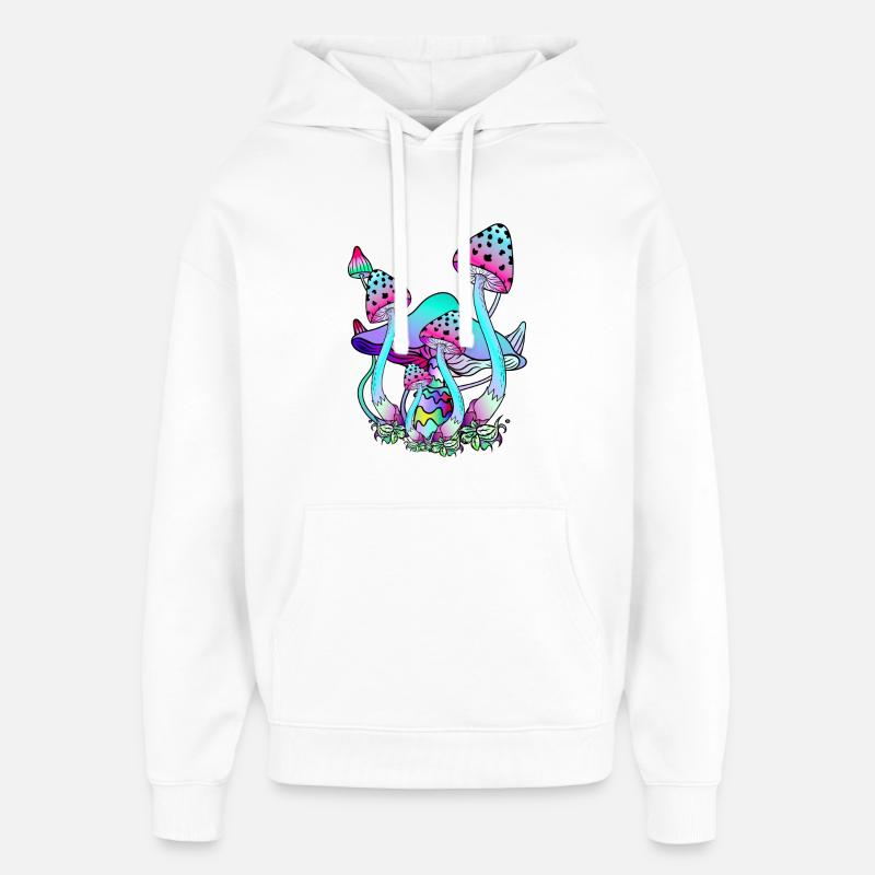 Champignons magiques Art Champignon Psychédélique - Sweat à capuche unisexe Stanley/Stella Oversized - blanc