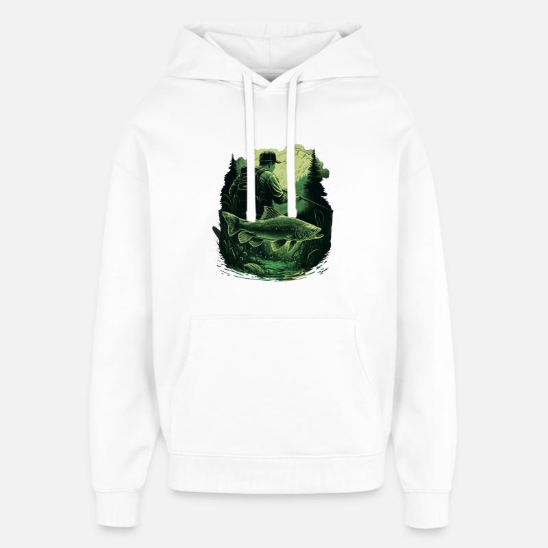 Les pêcheurs à la chasse - Sweat à capuche unisexe Stanley/Stella Oversized - blanc